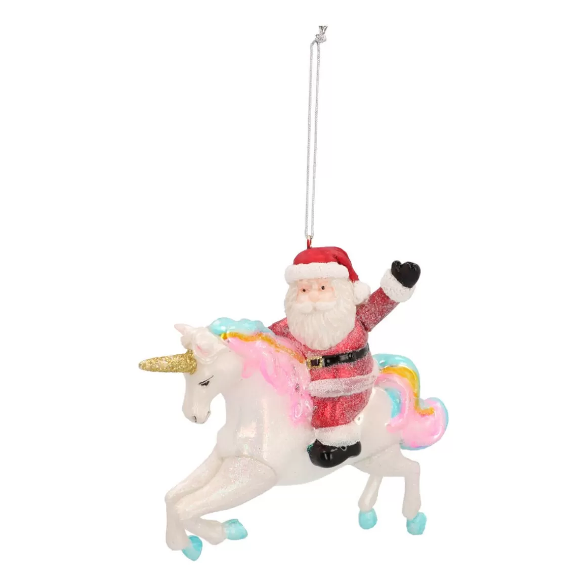 It's all about Christmas Christmas Ornaments-Hanger Santa On Unicorn Multicoloured Glass 12 Cm
