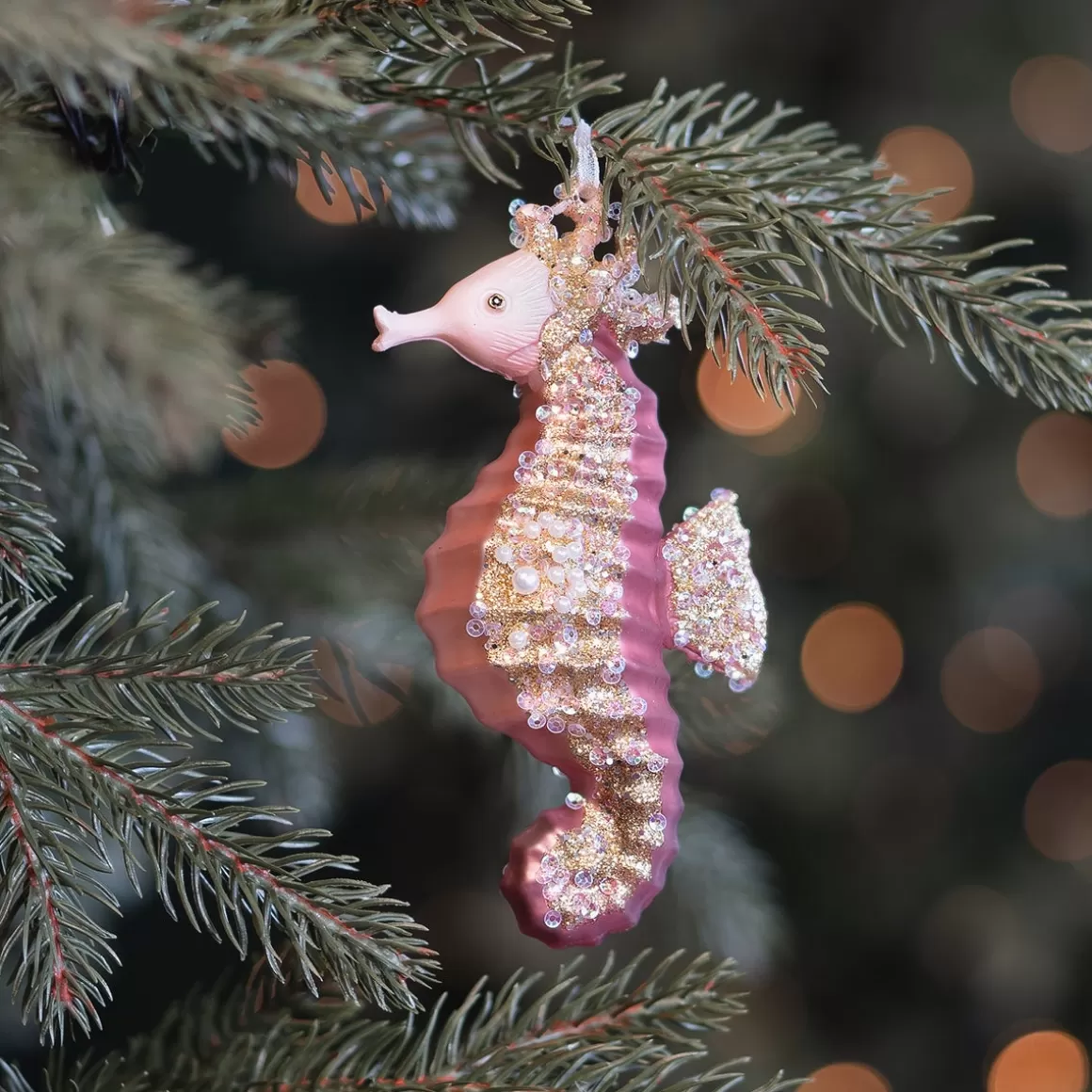 It's all about Christmas Christmas Ornaments-Hanger Seahorse Pink Glass 13 Cm