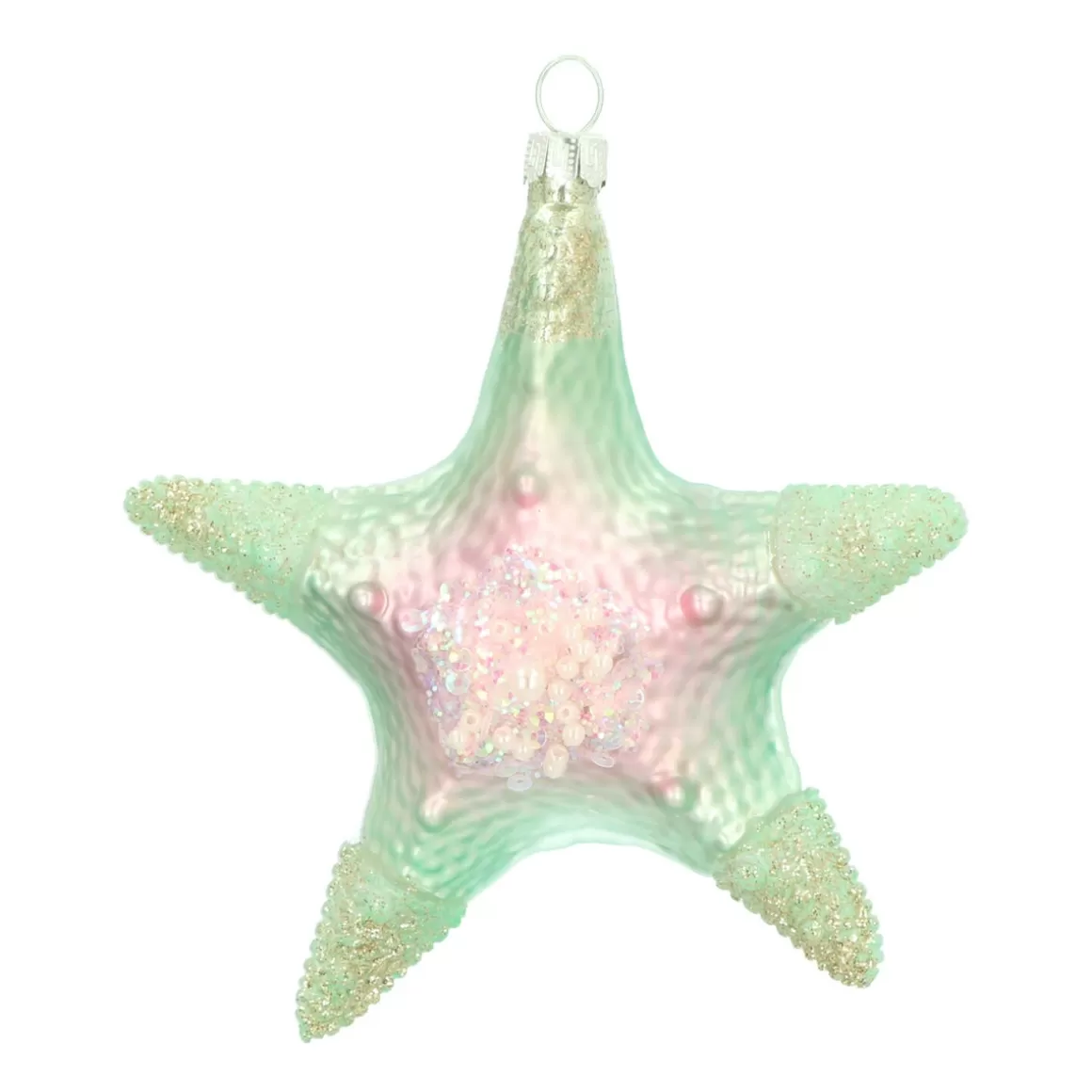 It's all about Christmas Christmas Ornaments-Hanger Starfish Green Pink Glass 11 Cm