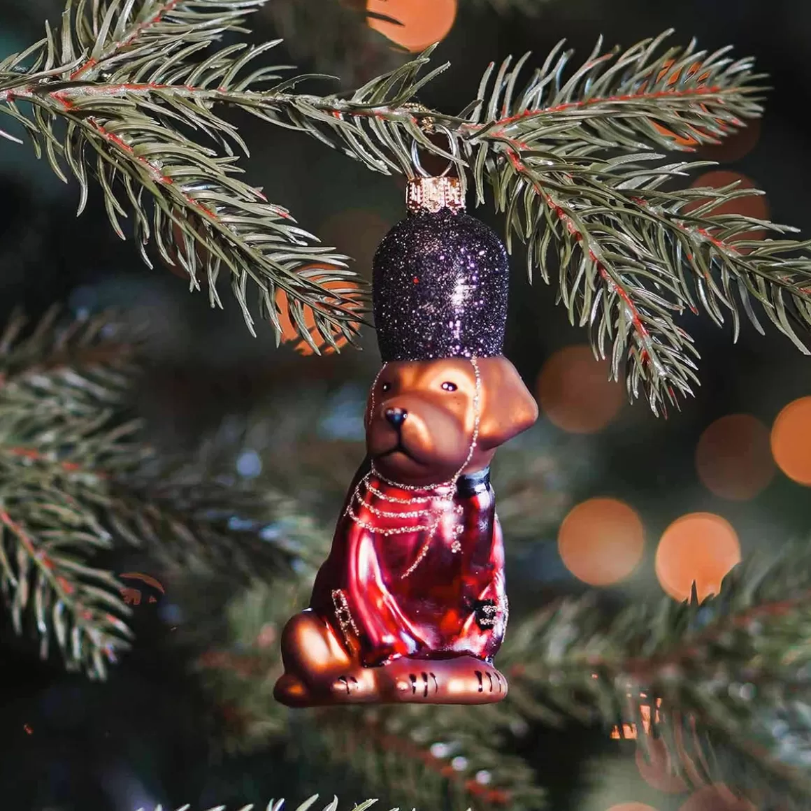 It's all about Christmas Christmas Ornaments-Hanger Uniformed Dog Red Glass 11 Cm