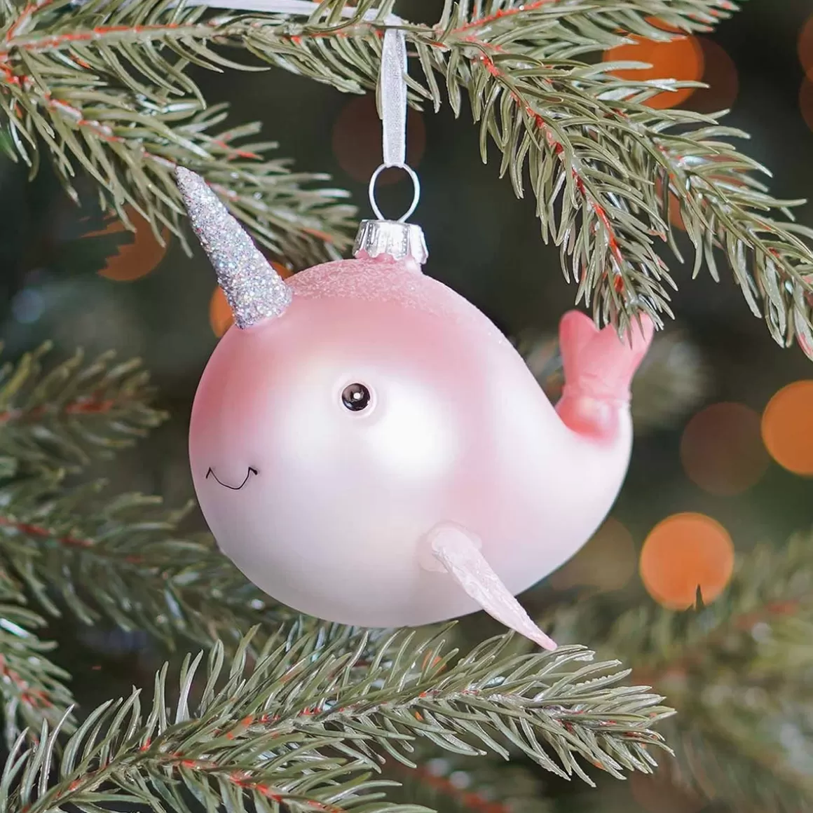 It's all about Christmas Christmas Ornaments-Hanger Whale Unicorn Pink Glass 10 Cm