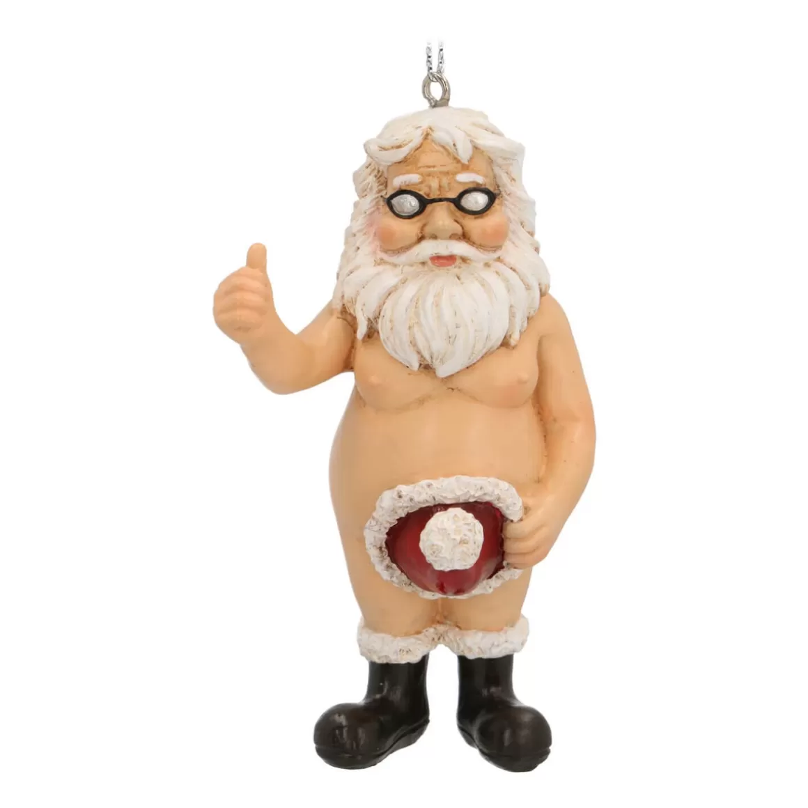 It's all about Christmas Christmas Ornaments-Hanging Naked Santa Decoration 9cm Polyresin