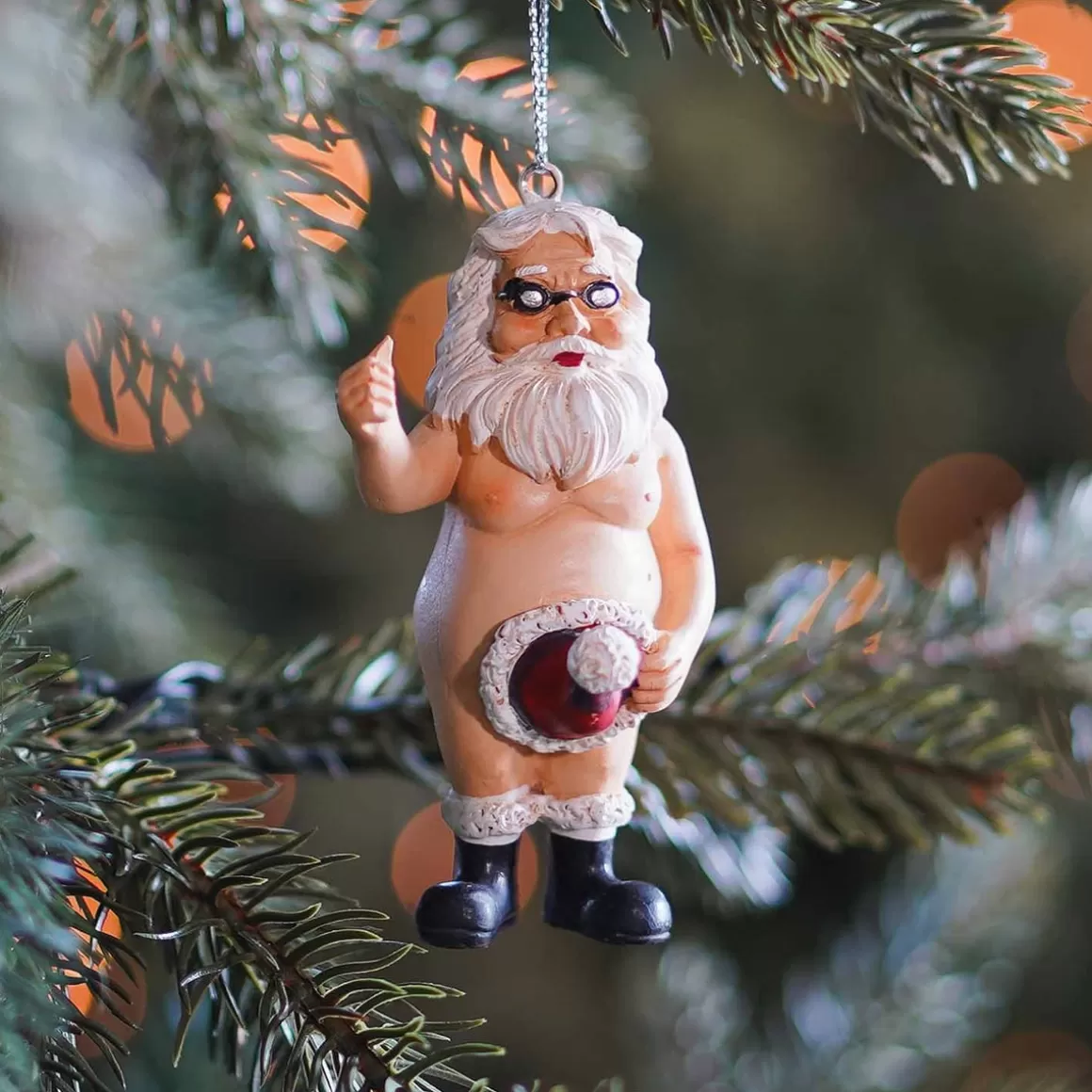 It's all about Christmas Christmas Ornaments-Hanging Naked Santa Decoration 9cm Polyresin