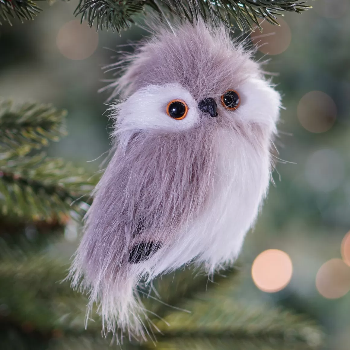 It's all about Christmas Christmas Ornaments-Hanging Owl Ornament | Light Brown | Plush 'Faux Fur' | 9cm / 3"