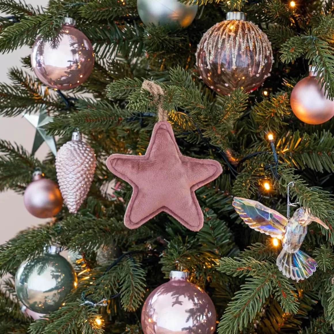 It's all about Christmas Christmas Ornaments-Hanging Star Decoration Flannel 12cm Antique Pink