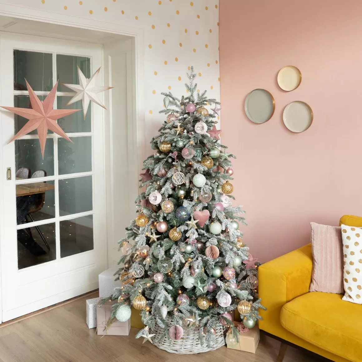 It's all about Christmas Christmas Ornaments-Hanging Star Decoration Flannel 12cm Antique Pink