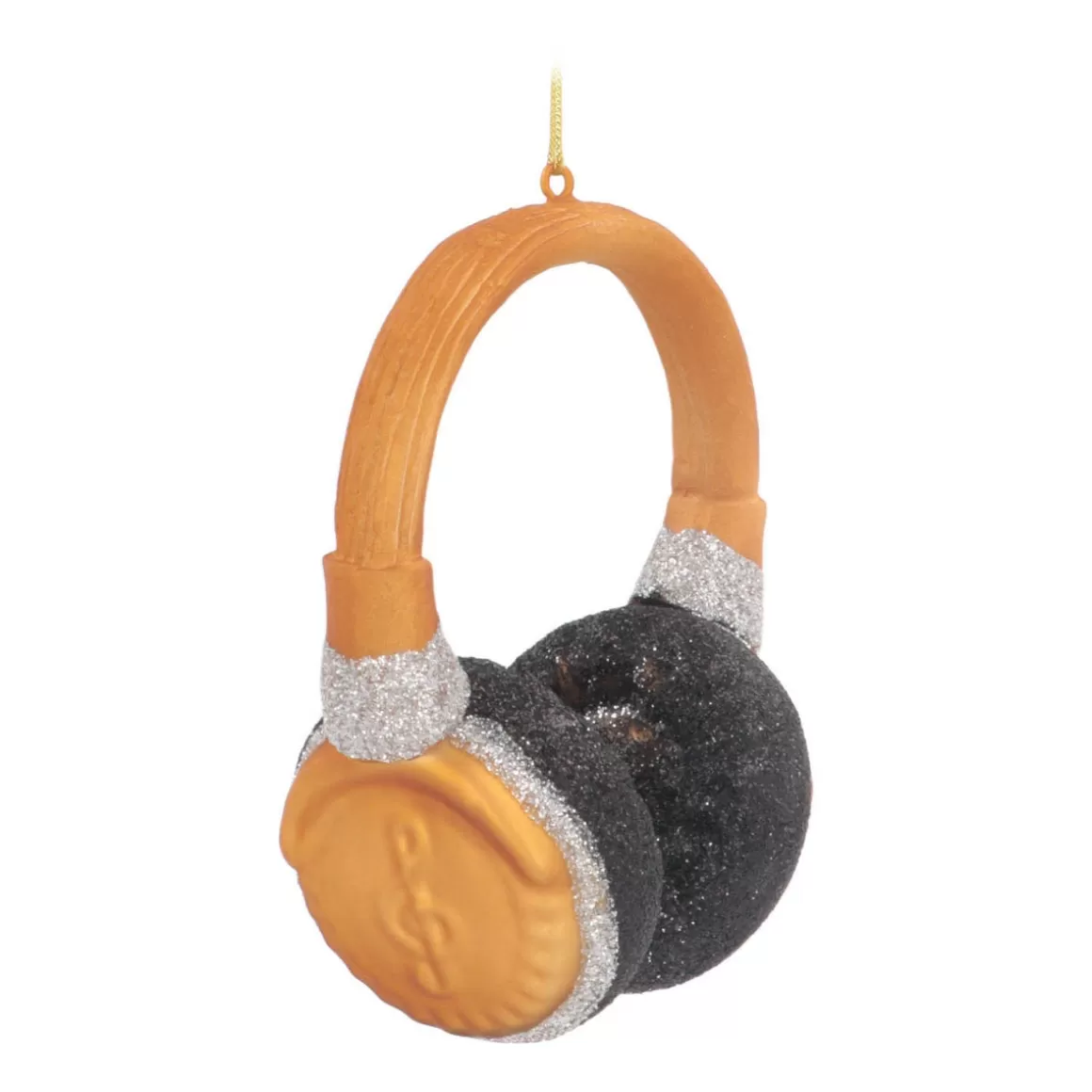 It's all about Christmas Christmas Ornaments-Headphone Christmas Ornament | Glass | Gold | 10cm