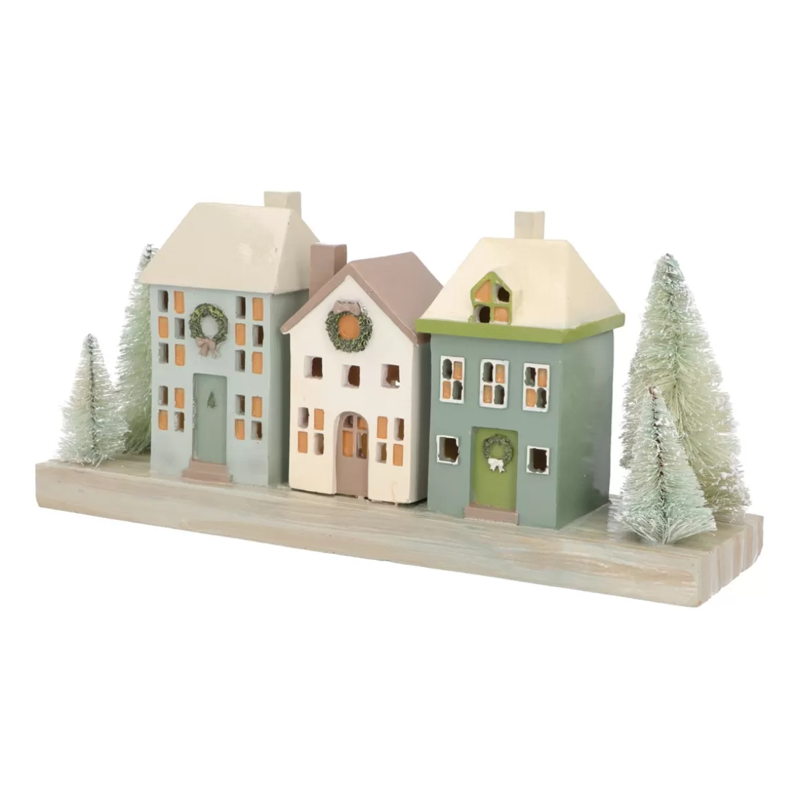 It's all about Christmas Christmas Houses In All Shapes And Sizes-Houses With Trees | With LED | Green-Cream | 30cm