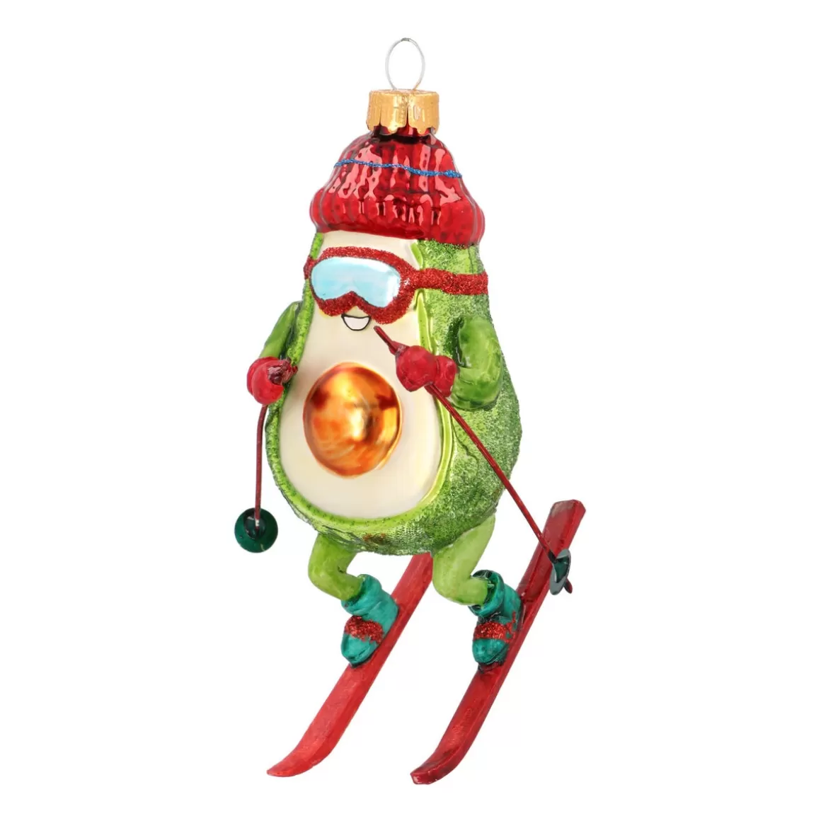 It's all about Christmas Christmas Ornaments-Humorous Avocado On Skis Ornament