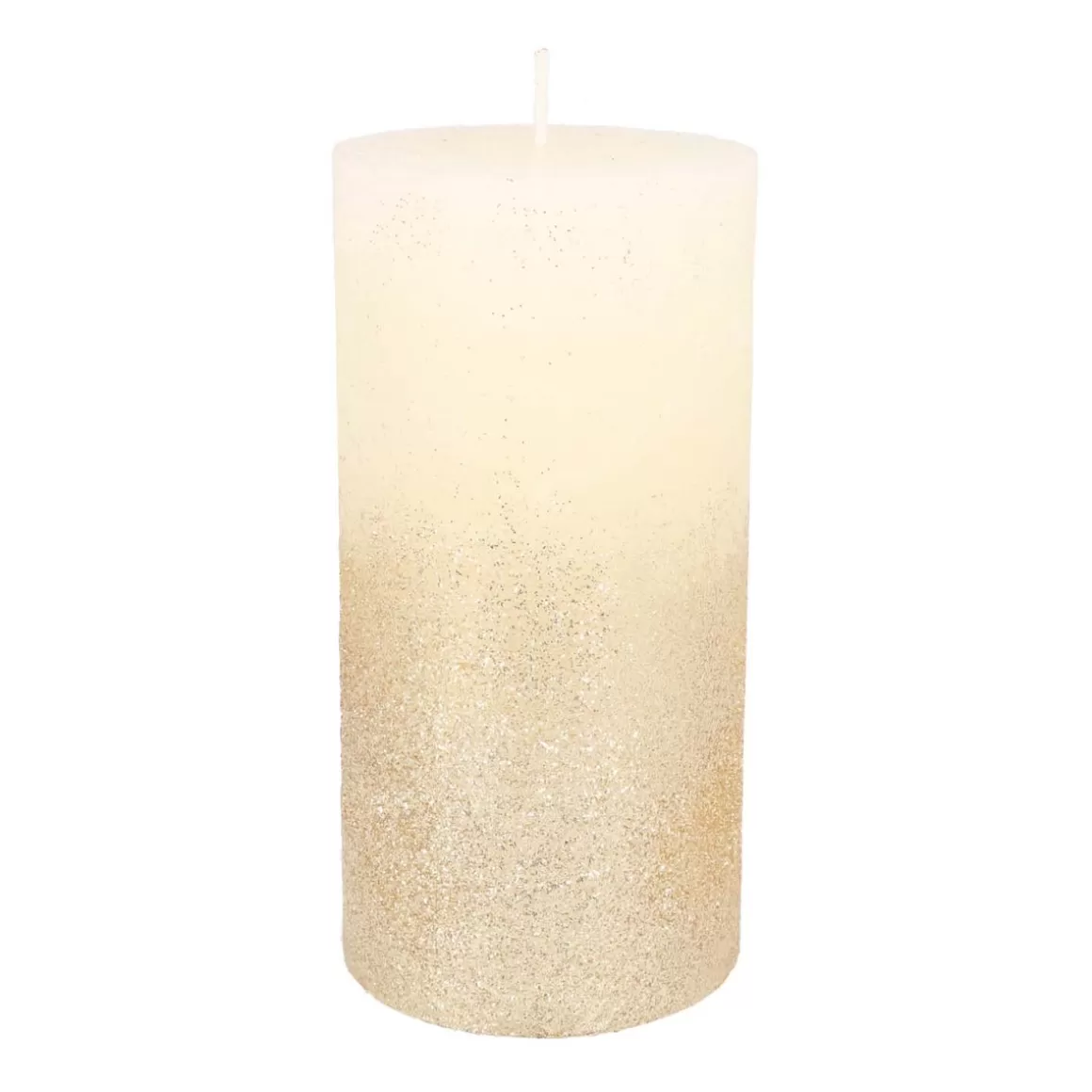 It's all about Christmas All Christmas Decorations | Candles-Ivory Pillar Candle With Gold Glitter | 15 Cm