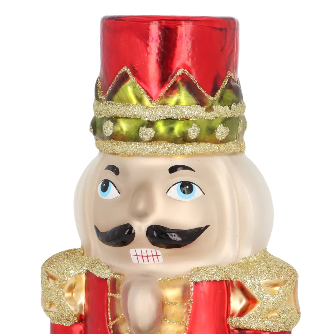 It's all about Christmas Christmas Figurines-Large Glass Nutcracker With Christmas Wreath