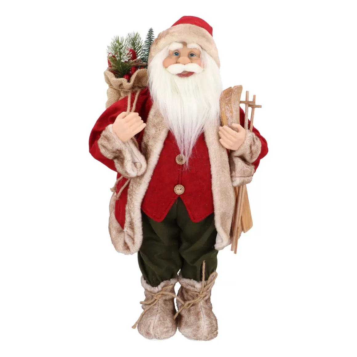 It's all about Christmas Christmas Figurines-Large Standing Santa Claus | Bordeaux-green | 60cm/23in | Cloth