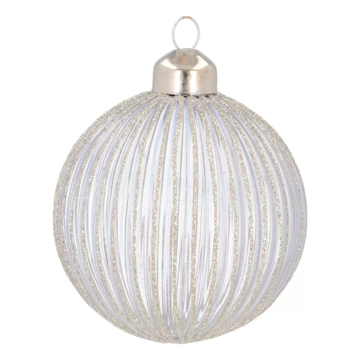 It's all about Christmas Christmastree Decorations Glass | Extraordinary Baubles-Lavender Christmas Bauble With Glitter Stripes