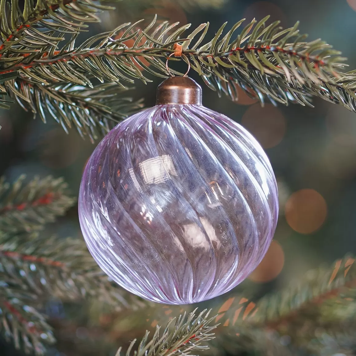 It's all about Christmas Luxury Christmas Baubles | Glass Christmas Baubles-Lavender Christmas Bauble With Romantic Swirls