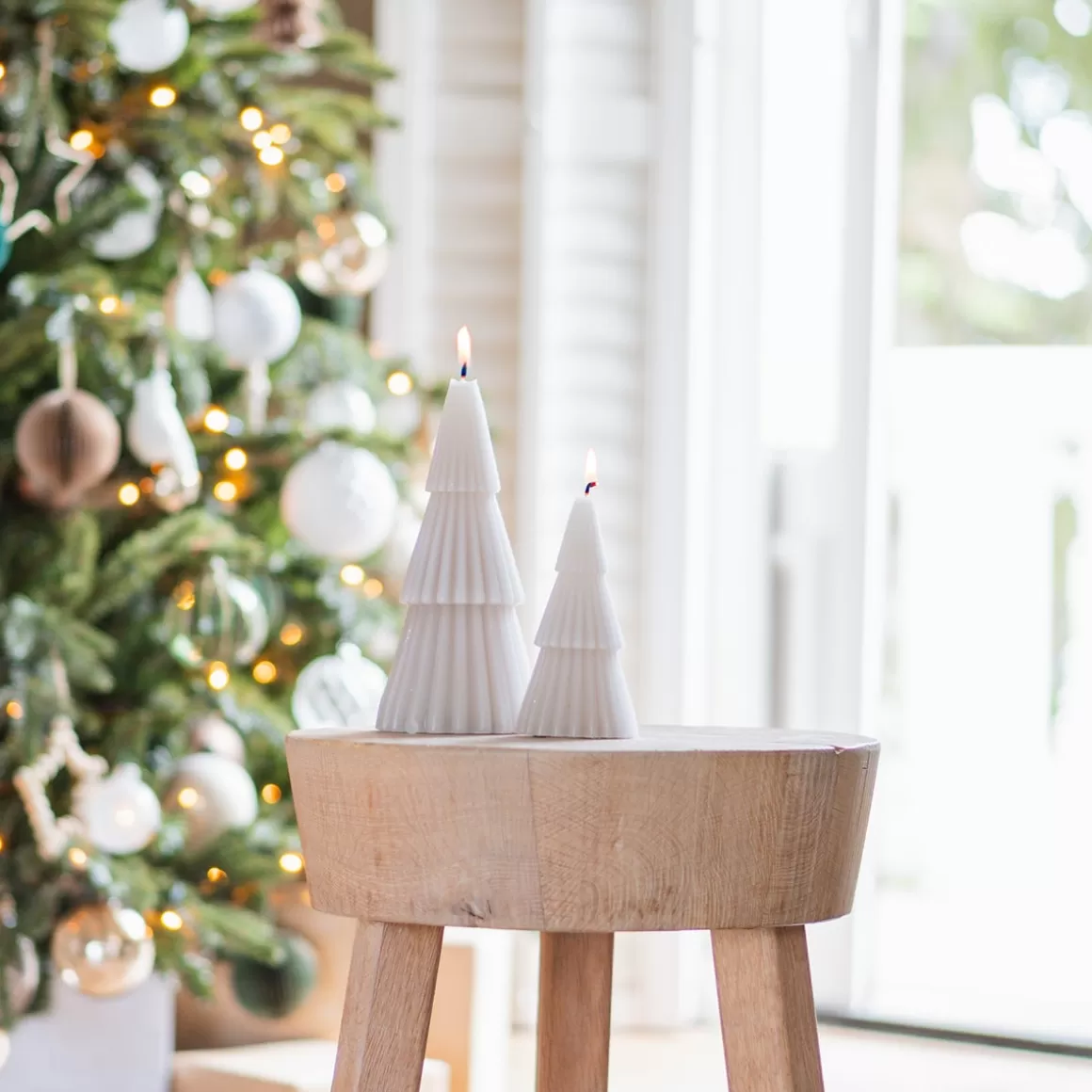 It's all about Christmas Home Accessories For Christmas | Candles-Layered Taupe Christmas Tree Candle