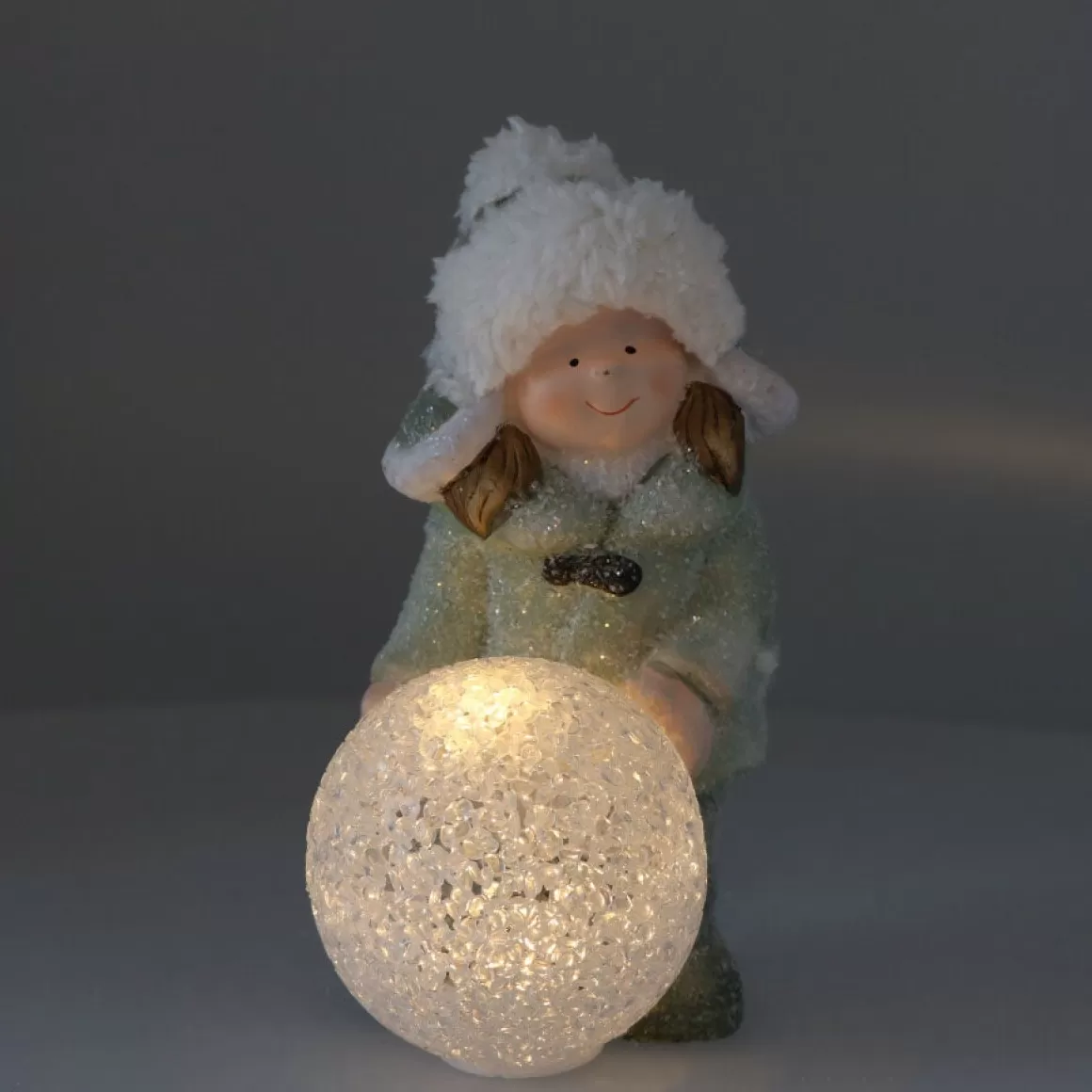 It's all about Christmas All Christmas Decorations | Christmas Figurines-LED Girl With Snowball | 24 Cm | Pottery