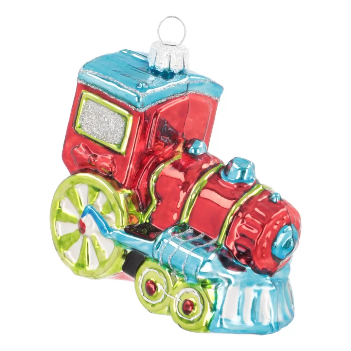 It's all about Christmas Christmas Ornaments-Locomotive Ornament | Glass | Red-Green | 10cm