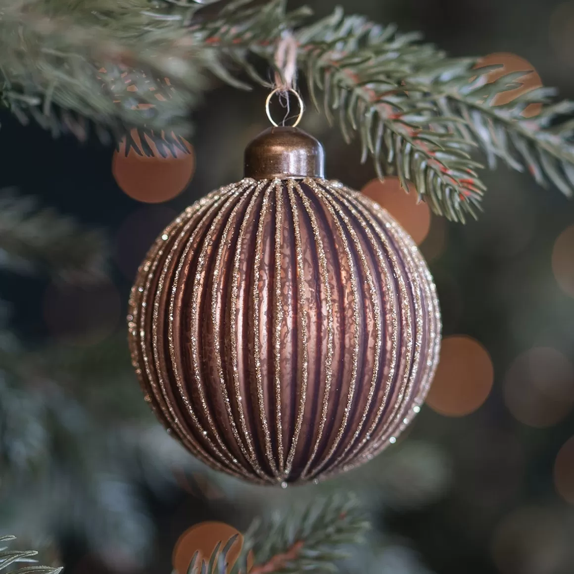 It's all about Christmas Extraordinary Baubles | Christmas Baubles By Colour-Luxurious Brown Christmas Bauble With Matte Finish And Glitters