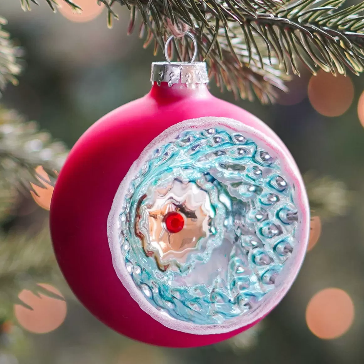 It's all about Christmas Christmas Ornaments | Nostalgic Baubles-Luxury Bauble With Reflector | Glass | Fuchsia Pink | 8cm