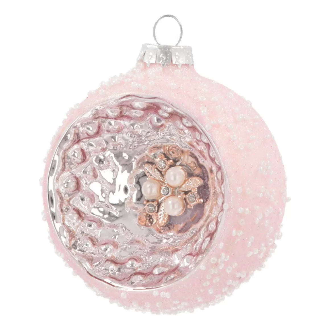 It's all about Christmas Christmas Baubles By Colour | Luxury Christmas Baubles-Luxury Bauble With Reflector | Glass | Pink | 8cm