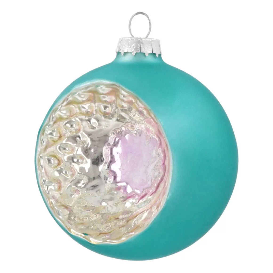 It's all about Christmas Nostalgic Baubles | Christmas Baubles By Colour-Luxury Bauble With Reflector | Glass | Teal Blue | 8cm