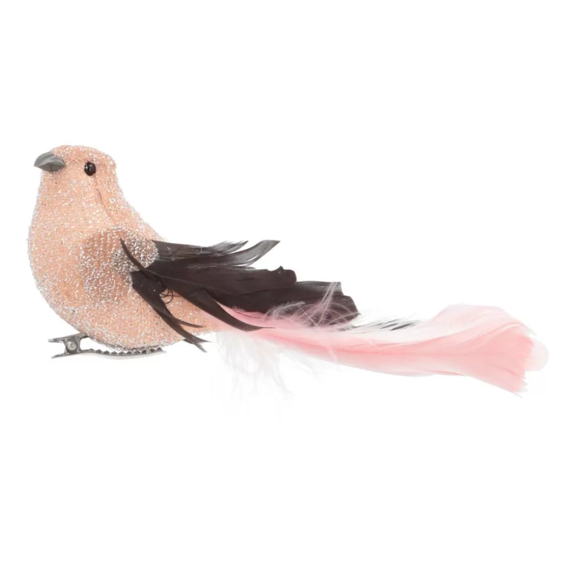 It's all about Christmas Clip On Tree Decorations-Luxury Bird On Clip | Pink | Real Feathers | 15cm