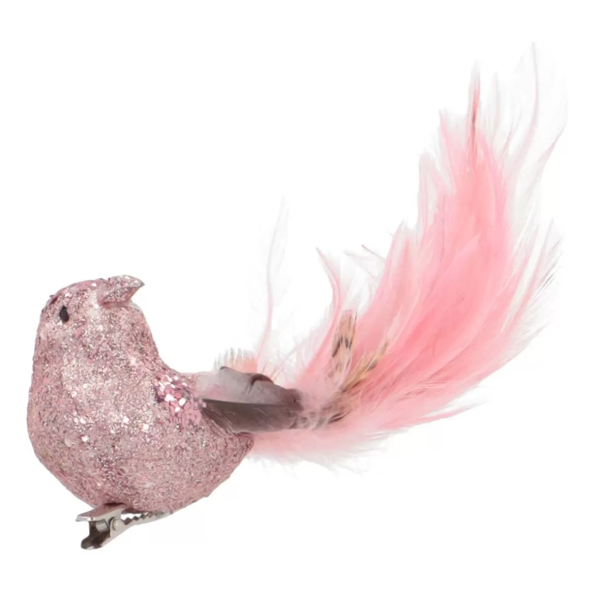 It's all about Christmas Clip On Tree Decorations-Luxury Bird On Clip | Vintage Pink | Real Feathers | 18cm