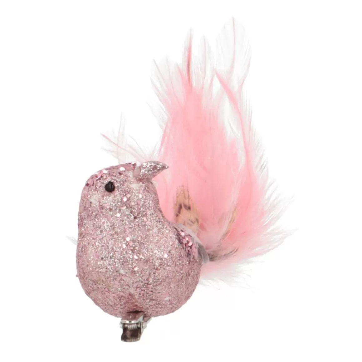 It's all about Christmas Clip On Tree Decorations-Luxury Bird On Clip | Vintage Pink | Real Feathers | 18cm