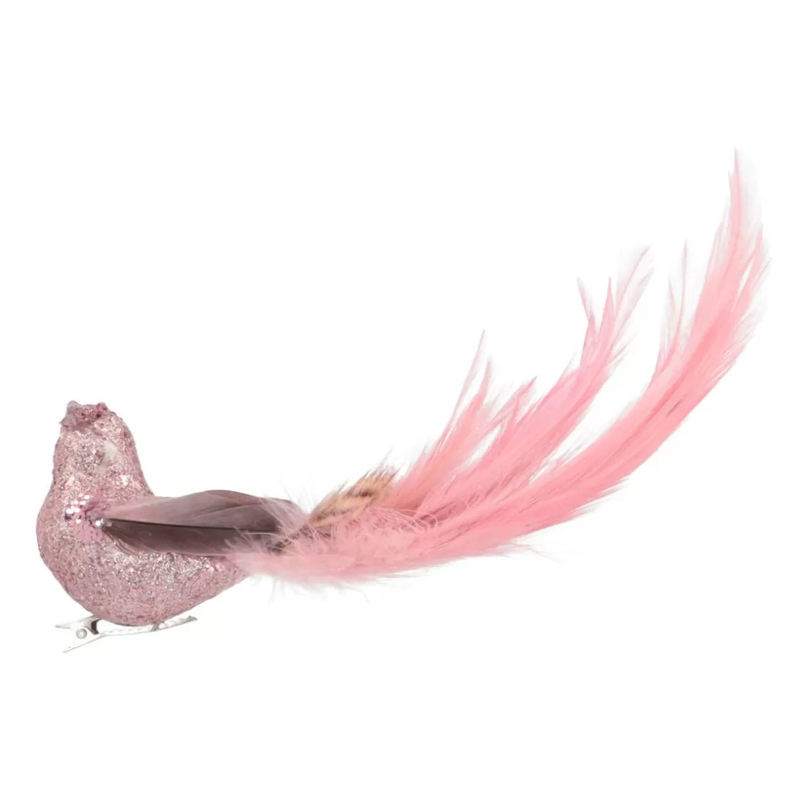 It's all about Christmas Clip On Tree Decorations-Luxury Bird On Clip | Vintage Pink | Real Feathers | 18cm