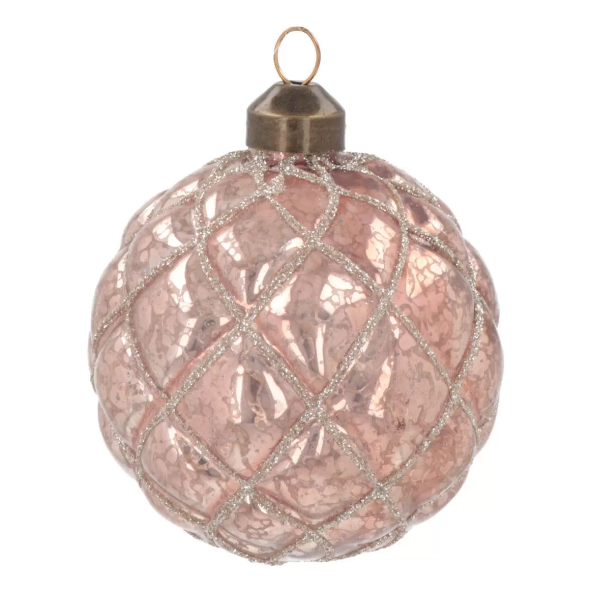 It's all about Christmas Extraordinary Baubles | Luxury Christmas Baubles-Luxury Checkered Bauble | Glass | Antique Pink | 8cm