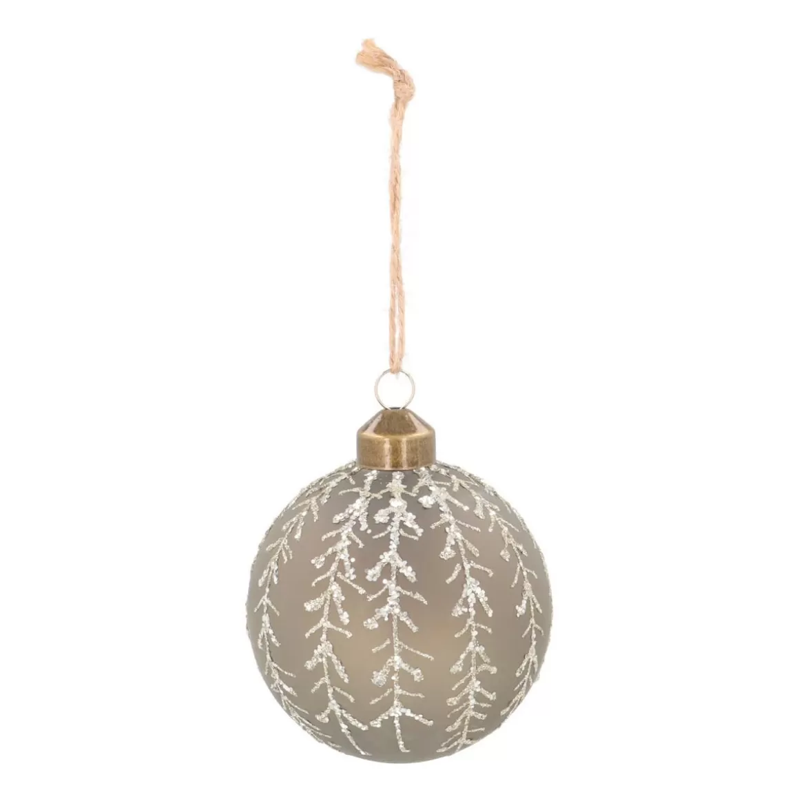It's all about Christmas Christmas Baubles By Colour | Luxury Christmas Baubles-Luxury Christmas Bauble | Glittering Branches Decoration | Glass | 8cm | Taupe