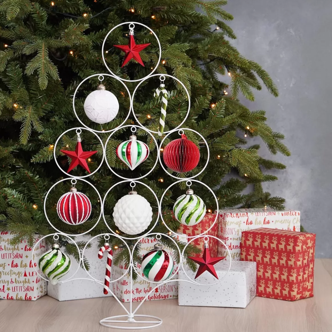 It's all about Christmas Christmas Baubles By Colour | Glass Christmas Baubles-Luxury Christmas Bauble In Onion Shape Striped With Glitter | Red-Green-White | Glass | 8cm