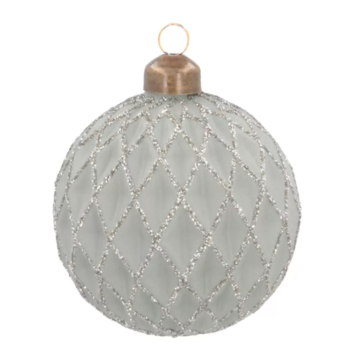 It's all about Christmas Christmas Baubles By Colour | Luxury Christmas Baubles-Luxury Christmas Bauble Matte With Relief Check Pattern | Cottage-Green | Glass | 8cm