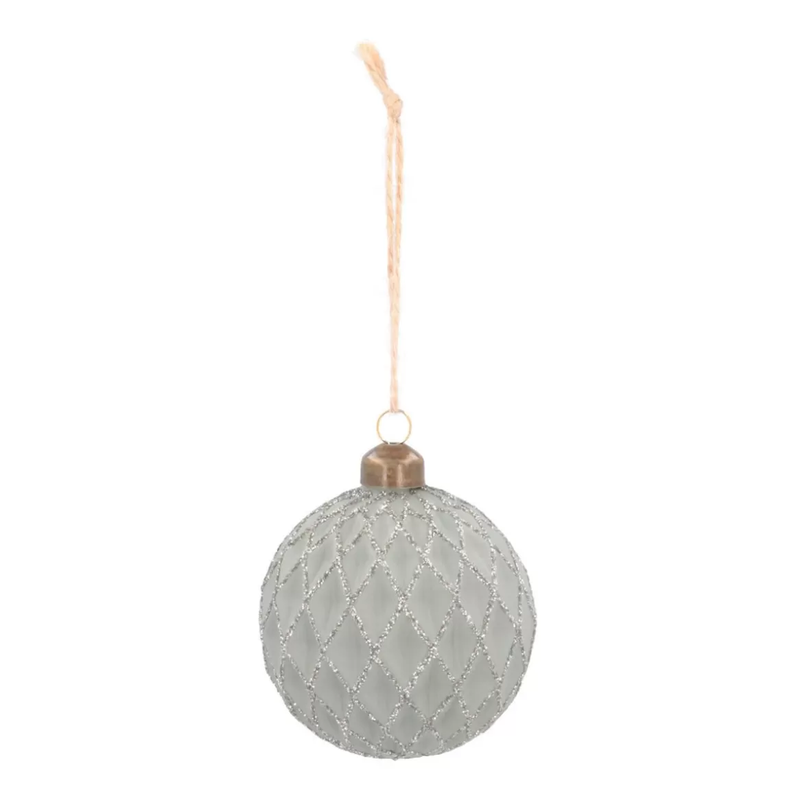 It's all about Christmas Christmas Baubles By Colour | Luxury Christmas Baubles-Luxury Christmas Bauble Matte With Relief Check Pattern | Cottage-Green | Glass | 8cm