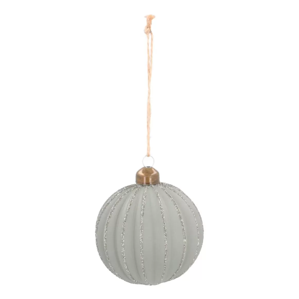 It's all about Christmas Christmas Baubles By Colour | Luxury Christmas Baubles-Luxury Christmas Bauble Matte With Relief Stripes | Cottage-Green | Glass | 8cm