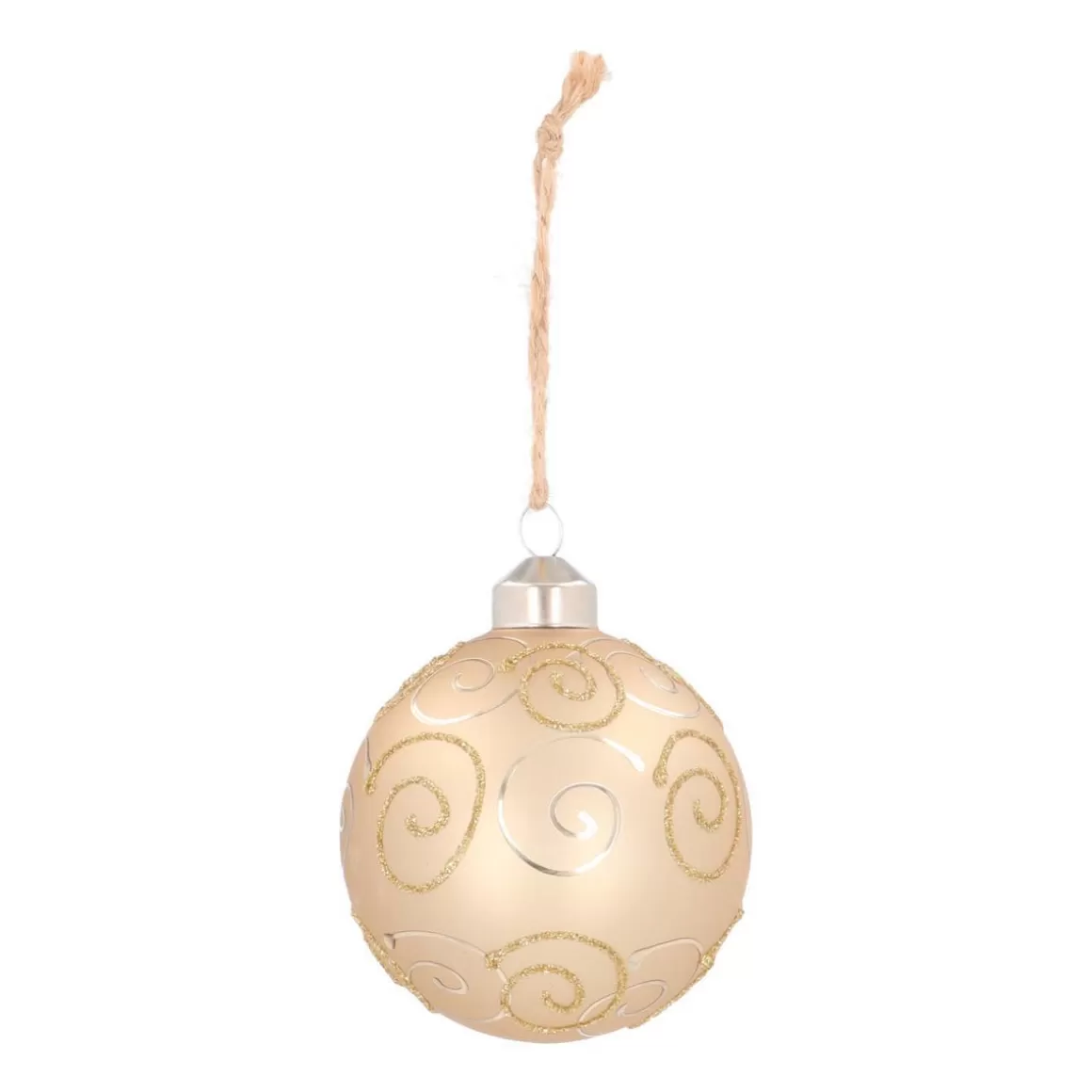 It's all about Christmas Christmas Baubles By Colour | Luxury Christmas Baubles-Luxury Christmas Bauble With Curl | Light Gold | Matte | Glass | 8 Cm