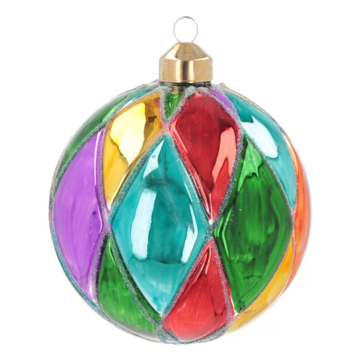 It's all about Christmas Extraordinary Baubles | Christmas Baubles By Colour-Luxury Christmas Bauble With Diamond Pattern | Glass | Multi | 10cm