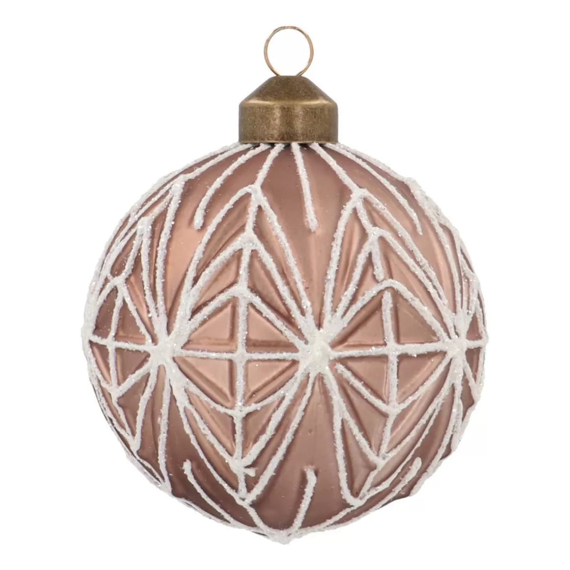 It's all about Christmas Extraordinary Baubles | Christmas Baubles By Colour-Luxury Christmas Bauble With Geometric Embossing | Taupe | Glass | 8 Cm