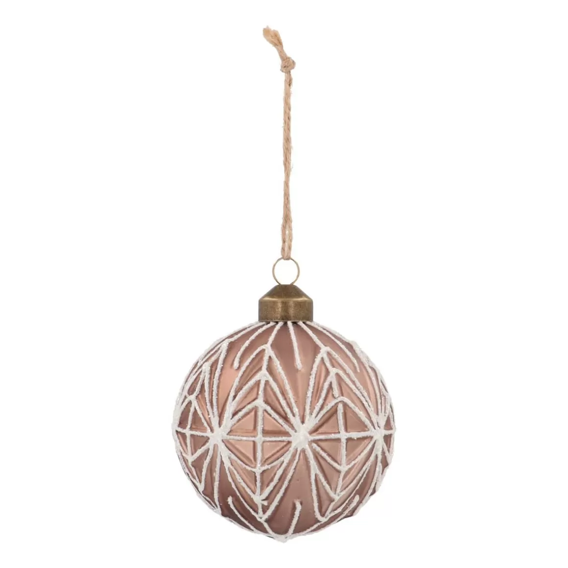 It's all about Christmas Extraordinary Baubles | Christmas Baubles By Colour-Luxury Christmas Bauble With Geometric Embossing | Taupe | Glass | 8 Cm