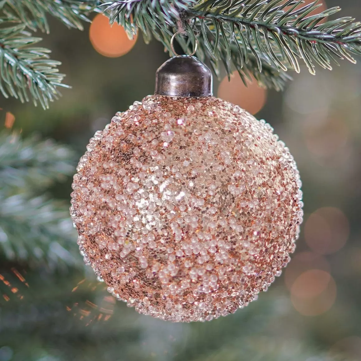 It's all about Christmas Christmas Baubles By Colour | Luxury Christmas Baubles-Luxury Christmas Bauble With Glitter | Copper | Glass | 8cm