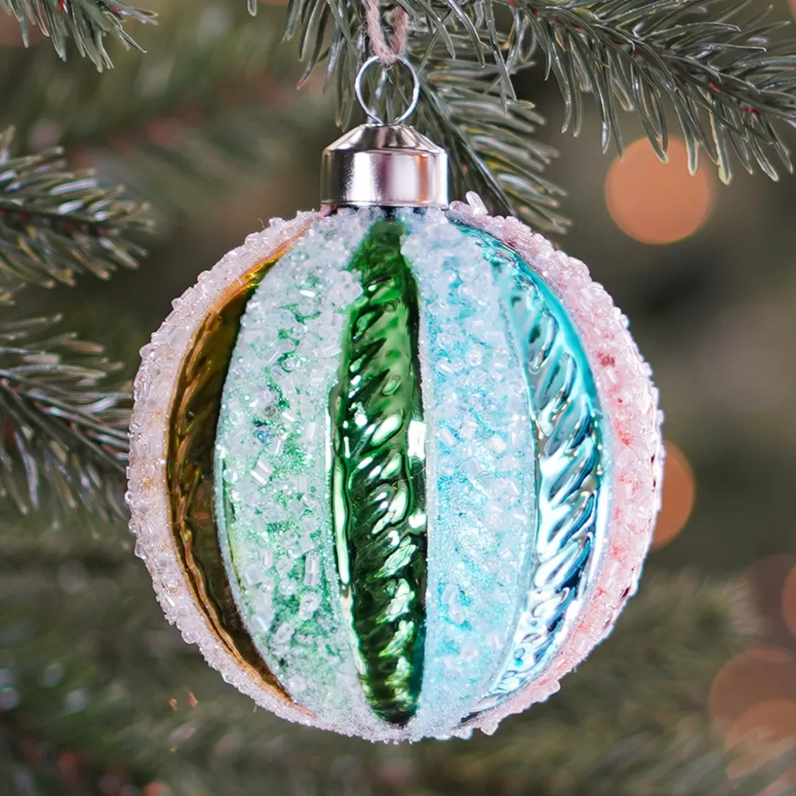 It's all about Christmas Christmas Baubles By Colour | Glass Christmas Baubles-Luxury Christmas Bauble With Pearls & Glitter | Glass | Multicolor | 8cm