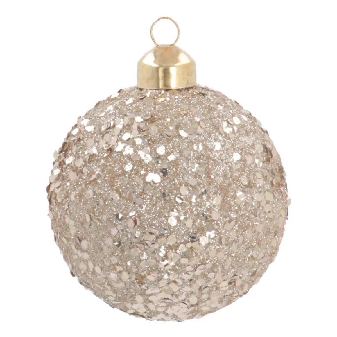 It's all about Christmas Christmas Baubles By Colour | Luxury Christmas Baubles-Luxury Christmas Bauble With Sequins | Champagne | Glass | 8cm