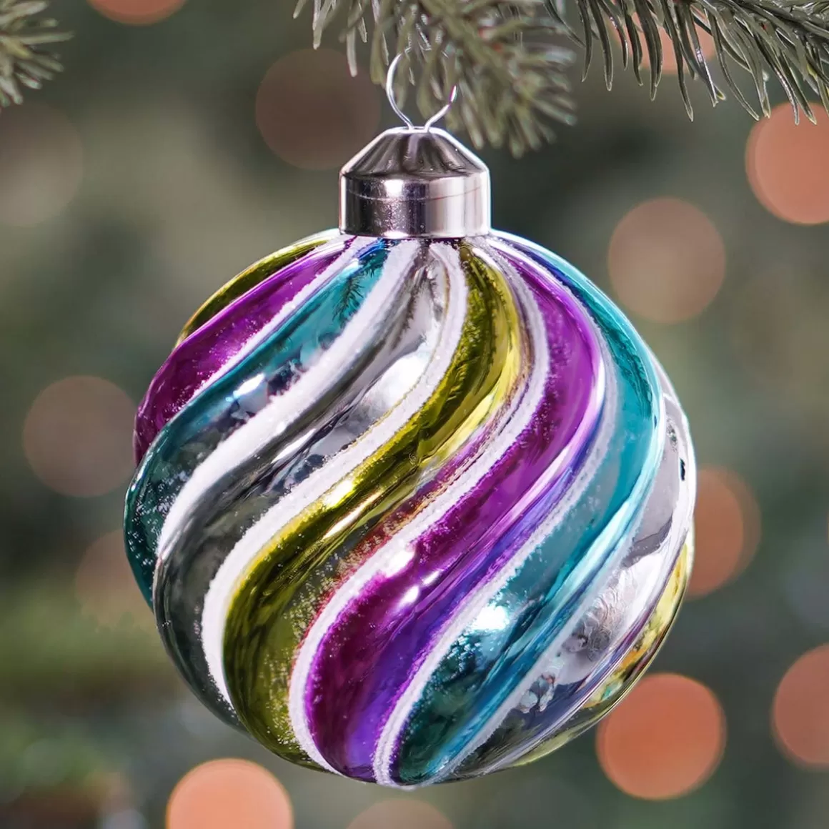 It's all about Christmas Extraordinary Baubles | Christmas Baubles By Colour-Luxury Christmas Bauble With Swirl | Pastel Colours | Glass | 8 Cm