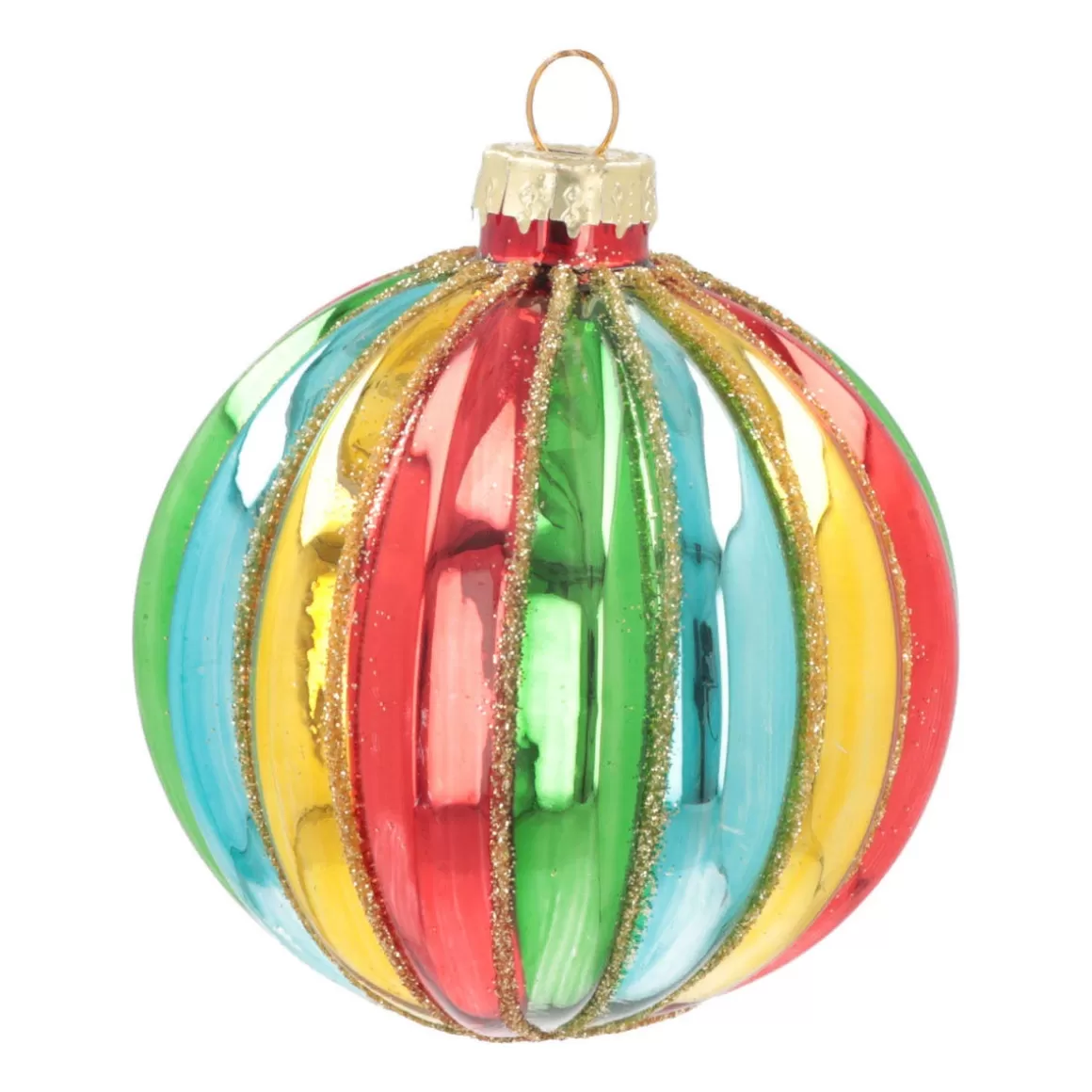 It's all about Christmas Extraordinary Baubles | Christmas Baubles By Colour-Luxury Christmas Bauble With Vertical Relief | Glass | Multi | 8cm