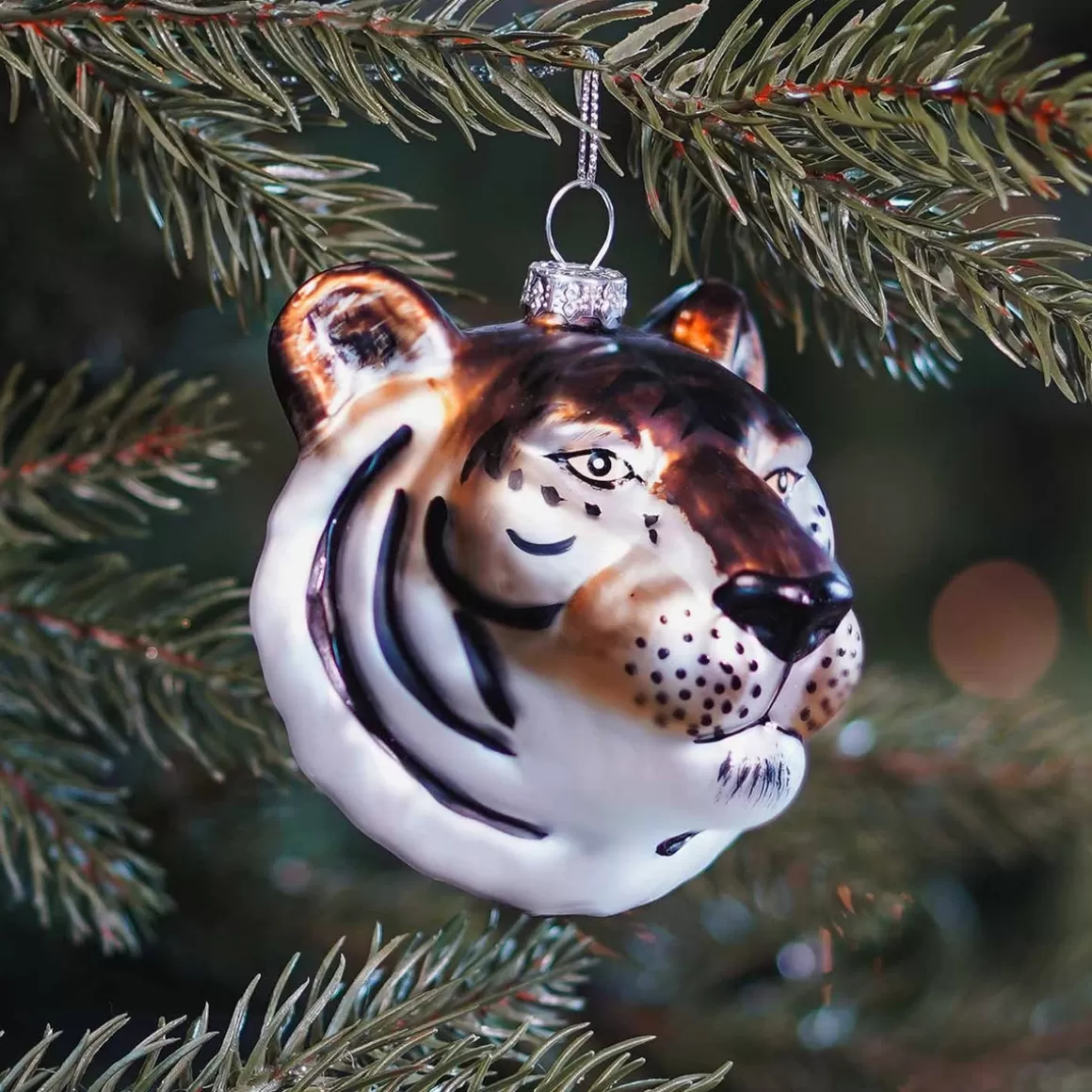 It's all about Christmas Christmas Ornaments-Luxury Christmas Hanger Tiger Head 10 Cm Brown