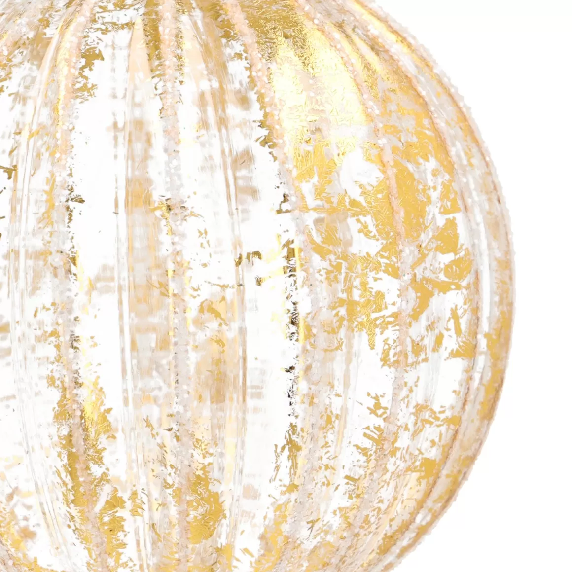 It's all about Christmas Extraordinary Baubles | Christmas Baubles By Colour-Luxury Glass Bauble With White Stripes And Gold | Glass | Transparent-Gold | 10cm