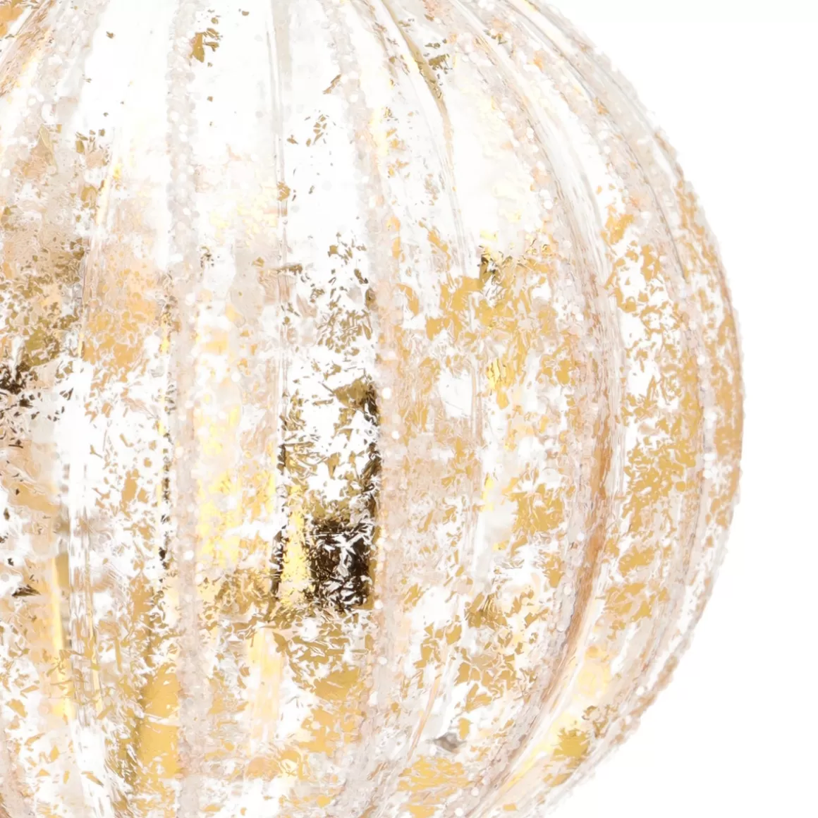 It's all about Christmas Extraordinary Baubles | Christmas Baubles By Colour-Luxury Glass Bauble With White Stripes And Gold | Glass | Transparent-Gold | 8cm