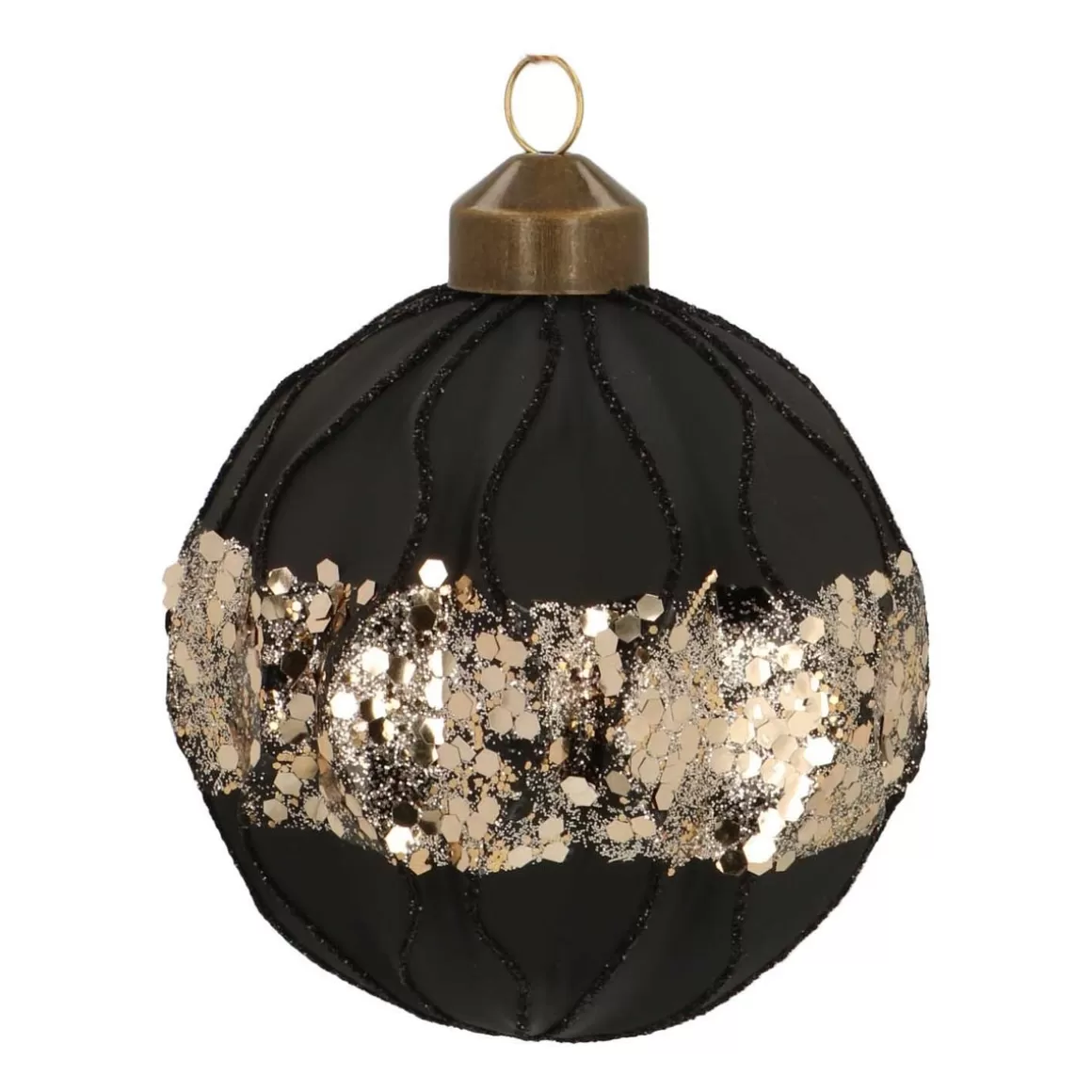 It's all about Christmas Extraordinary Baubles | Luxury Christmas Baubles-Luxury Glass Christmas Ball With Gold Glitter 8 Cm Black
