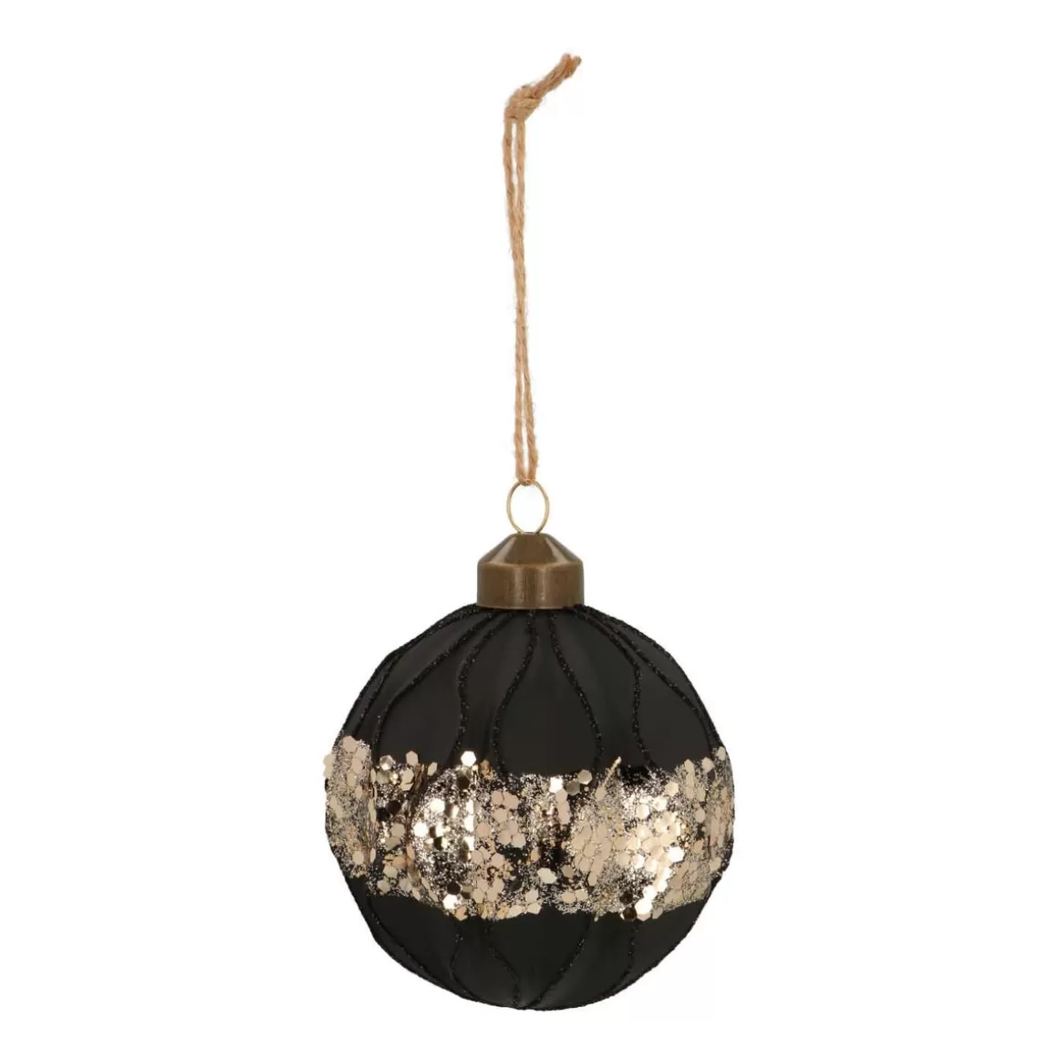It's all about Christmas Extraordinary Baubles | Luxury Christmas Baubles-Luxury Glass Christmas Ball With Gold Glitter 8 Cm Black