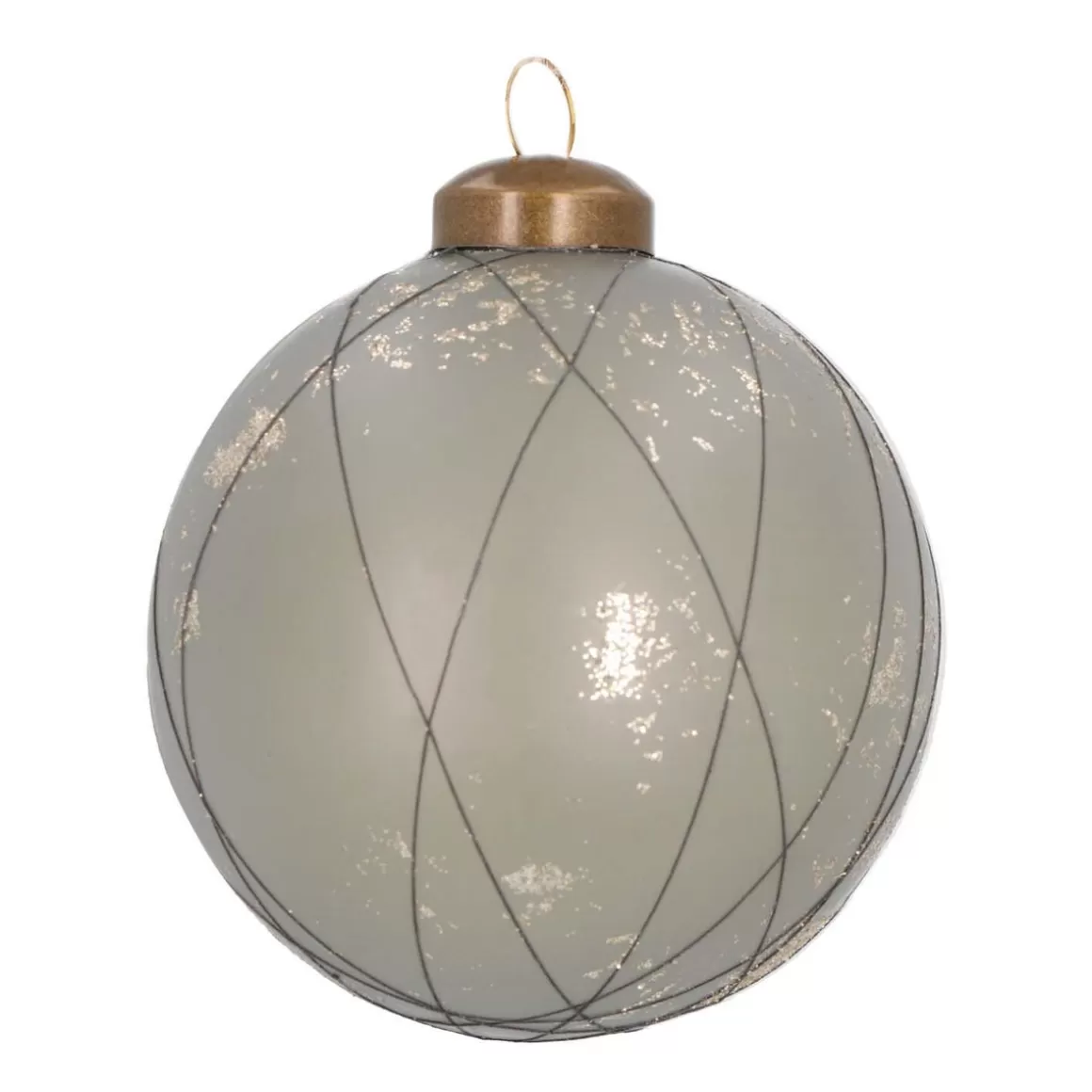 It's all about Christmas Christmas Baubles By Colour | Glass Christmas Baubles-Luxury Glass Christmas Bauble Antique With Lines 8 Cm Cottage Green